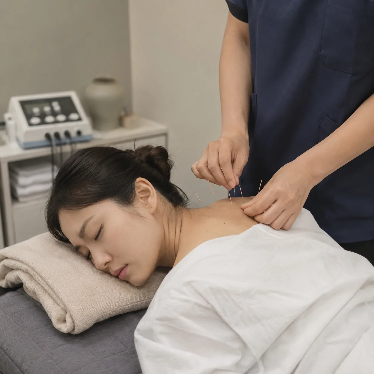 자동차보험 한방치료로 침 치료를 받는 교통사고 환자
