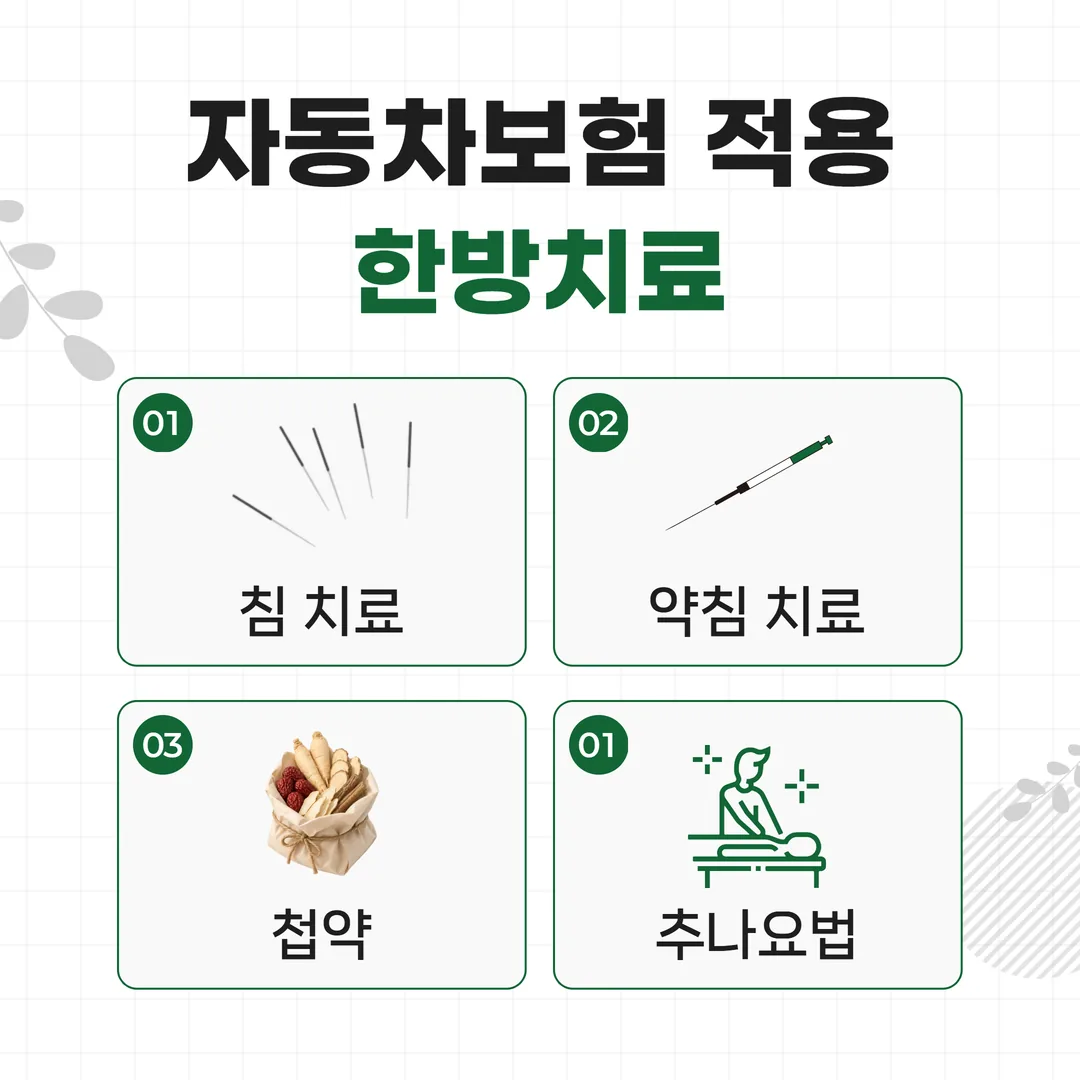 자동차보험 적용 한방치료 항목 안내