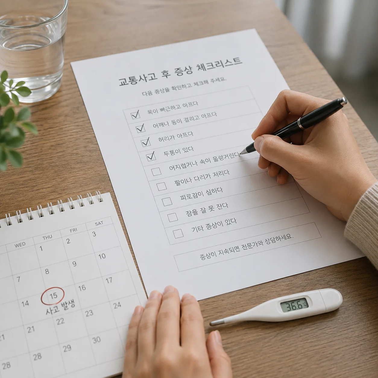 교통사고 몸살 증상을 시간과 체온 기준으로 확인하는 체크리스트