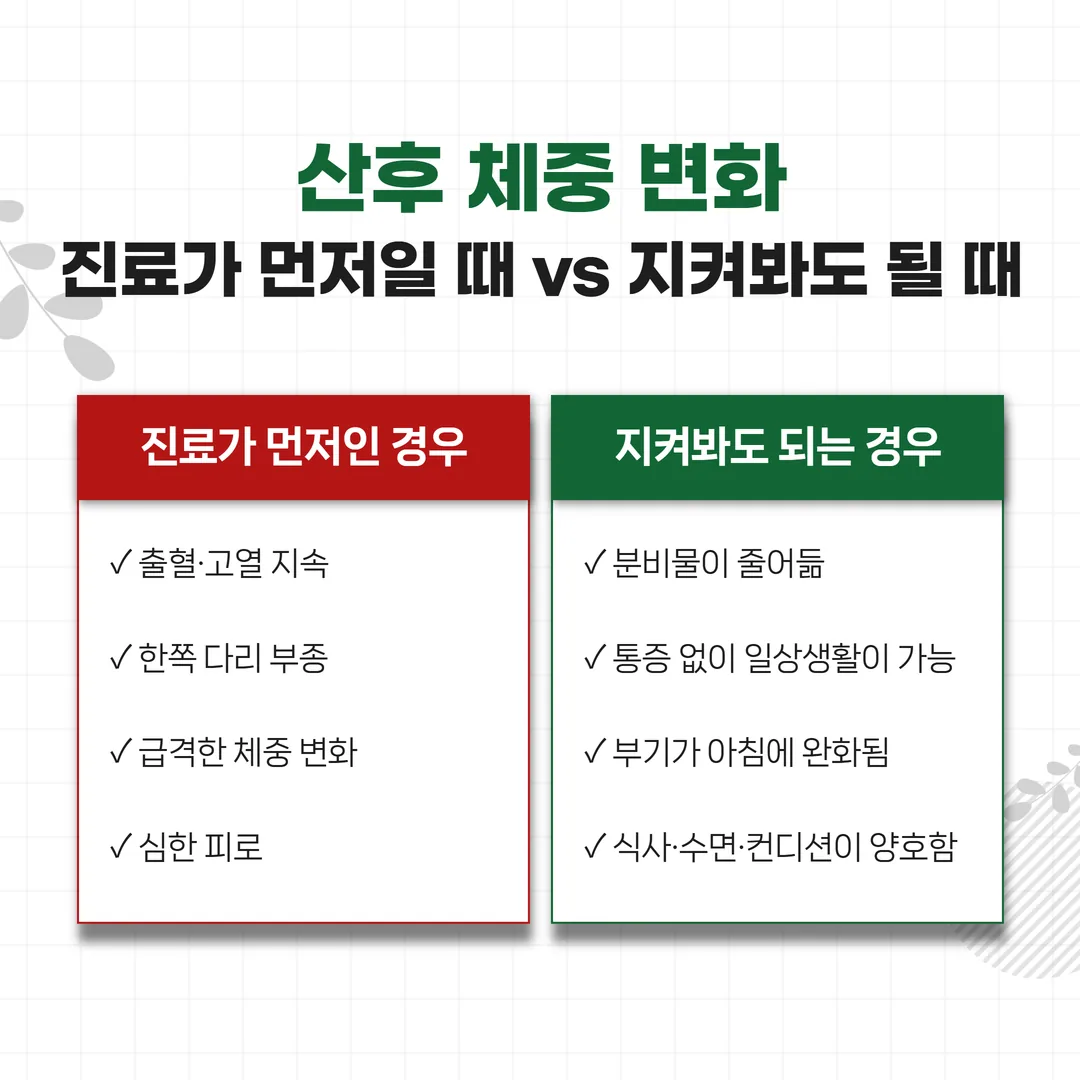 산후 체중 변화에서 진료가 먼저인 신호와 경과 관찰 기준 체크리스트