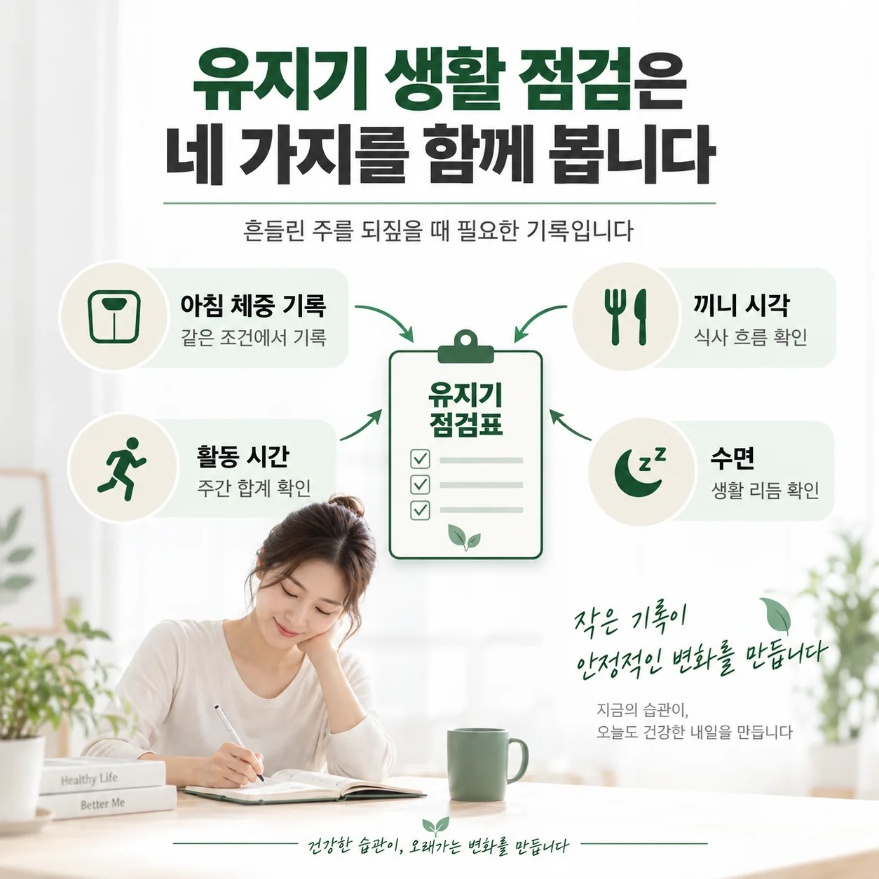 유지기 주 평균 체중의 방향에 따른 관리 구간 구분 그림